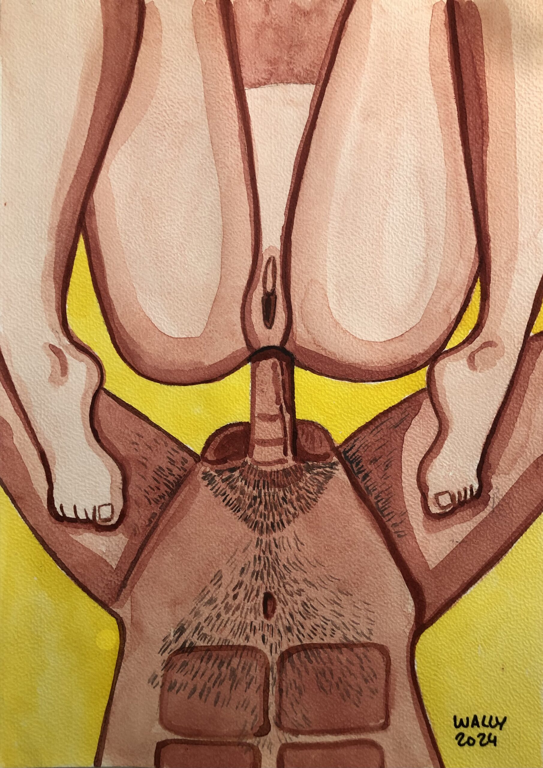 Illustration Aquarelle format A4 sur le theme COUPLE