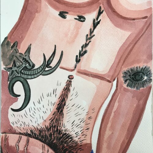 Illustration aquarelle format A4 sur le theme HOMME