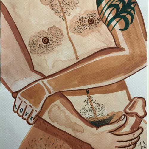 Illustration aquarelle format A4 sur le theme HOMME