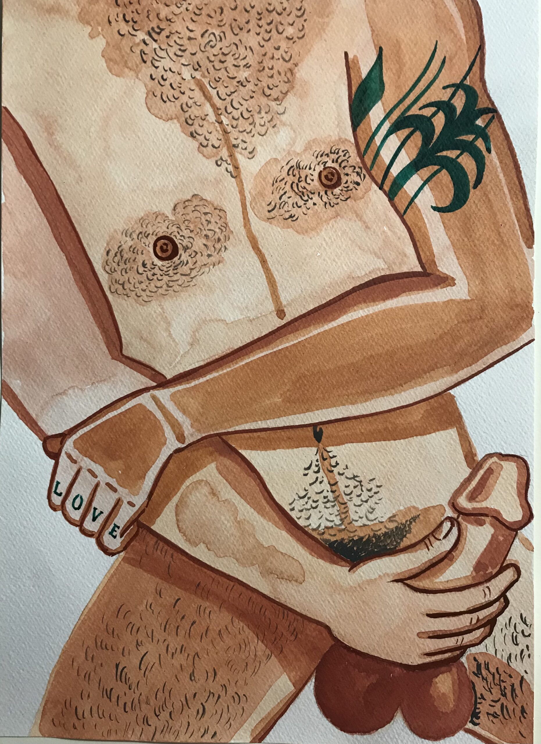 Illustration aquarelle format A4 sur le theme HOMME