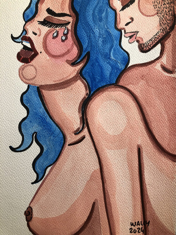 Illustration aquarelle format A4 sur le theme Couple