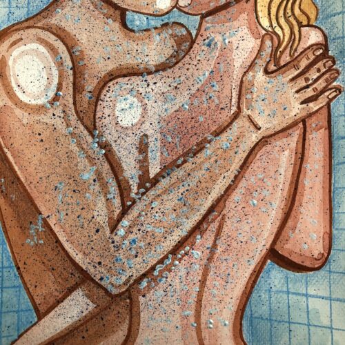 Illustration Aquarelle format A4 sur le theme COUPLE