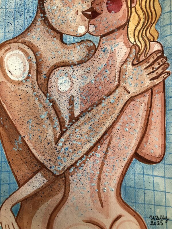 Illustration Aquarelle format A4 sur le theme COUPLE