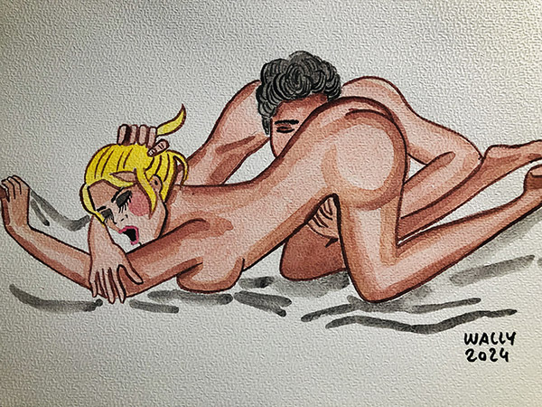 Illustration aquarelle format A4 sur le theme Couple
