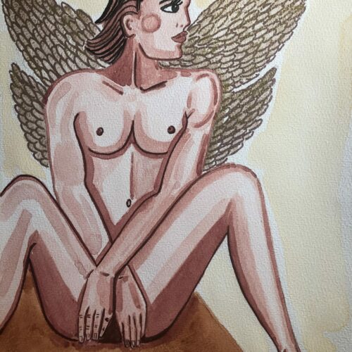 Illustration aquarelle format A4 sur le theme HOMME