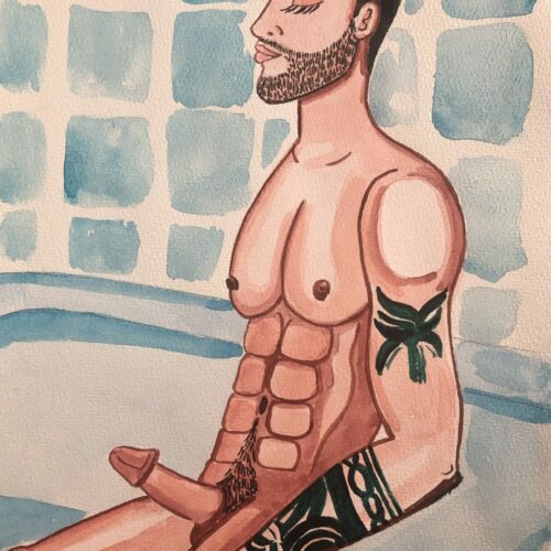 Illustration aquarelle format A4 sur le theme HOMME