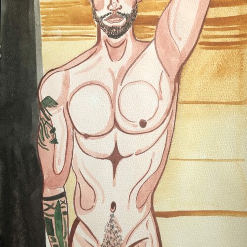 Illustration aquarelle format A4 sur le theme HOMME